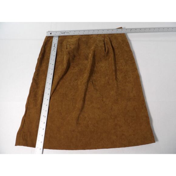 Derek Heart Pencil Skirt 13/14 Faux Suede Brown Minimalist Casule Office Modest - Picture 6 of 12